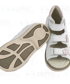 Сандалики белые/розовые цветы 161-01